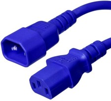 10 PACK LOT 10ft C14 - C13 Blue Power Cord 18AWG 10A/1250W 125V 3-Prong 3M picture