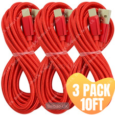 3 Pack 10Ft USB Charger Cable For Apple iPhone 11 XR 8 7 iPad Charging Data Cord picture