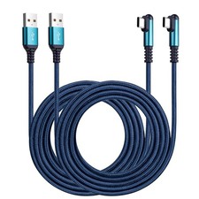 USB Type C Charger Cable 3A, 2-Pack 10ft+10ft Right Angle 90 10FT+10FT, Blue  picture