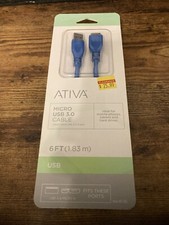 New ATIVA Micro USB 3.0 Cable 6FT USB A/ Micro B Item # 482-002 picture