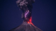 Landscape nature volcano lava smoke lightning night Custom Gaming Mat Desk picture