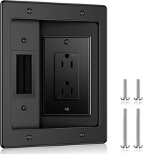 In Wall Cable Management Kit Hide TV Power Cables Recessed Outlet Black picture