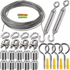 15m/50ft Vinyl Coated 304 Stainless Steel Wire Rope Kit with Turnbuckles picture