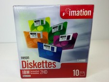 Imation Neon 3.5 Floppy Diskettes 10 Pack IBM Formatted 1.44MB 2HD ~ New Sealed picture