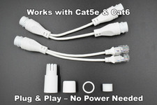 RJ45 Ethernet Splitter Cat5e/Cat6 PoE 2 Devices Over 1 Cable Adapter picture