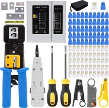 Rj45 Crimping Tool Kit With Cable Tester Stripping Plier And Screwdrivers picture