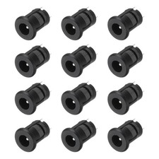 12pcs DC5521 Power Jack, 30V 0.5A 12x12x18.5mm 2 Pin, Black picture