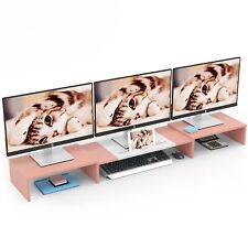 WESTREE Triple Dual Monitor Stand Riser 56 Extra Long Monitor Stand for pink picture