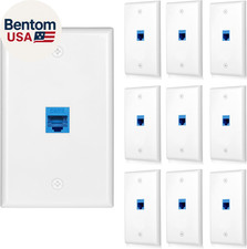 10 Pack Cat6 Ethernet Wall Plate RJ45 Keystone Jack Female Coupler Blue picture
