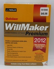 Quicken Nolo Willmaker Premium Estate Planning Software 2012 Version New/Sealed picture