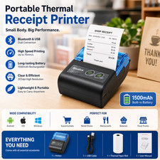 Mini USB Bluetooth Thermal Label Printer 58mm Wireless POS Receipt Handheld E9F4 picture