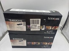 2 GENUINE OEM LEXMARK E460X31G E460 EXTRA LARGE HIGH YIELD BLACK TONER CARTRIDGE picture