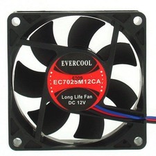 Evercool 70mm x 25mm 12V EC7025M12CA Computer Case Ball Bearing Fan 3-Pin picture