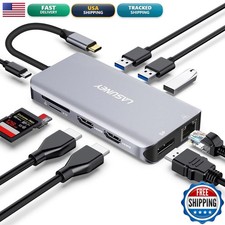 Lasuney 10 in 1 USB C HUB Triple Display Docking Station 2 HDMI Displayport picture
