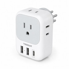 TESSAN Israel Type H Travel Adapter 4 Outlets 3 USB USB-C TS-161-IL-C picture