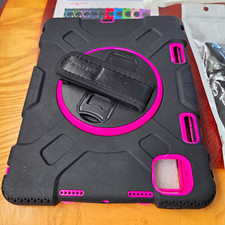 Rugged Shockproof Case Hand Strap Kickstand for Apple iPad Pro 11 Black/Pink picture