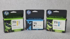 Lot of 3 HP 711 Ink Cartridges Black Yellow Cyan OEM Genuine DesignJet 2023 picture