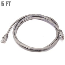5FT Cat5E RJ45 Ethernet LAN Network UTP Crossover Patch Cable Gold 24AWG Gray picture