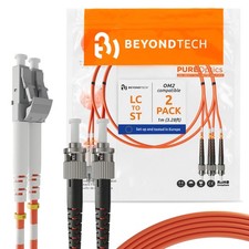 2 Pack 1m 3.28ft LC To ST Fiber Patch Cable UPC Multimode Duplex OM2 picture