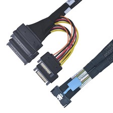 PCIe 5.0 MCIO x8 to 2 x SFF-8639 Cable for U.2 NVMe SSD with 15Pin Power, 1.3... picture