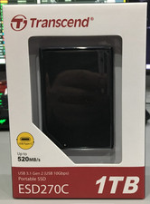 Brand New Transcend ESD270C Portable 1TB External Hard Drive SSD Drive. picture