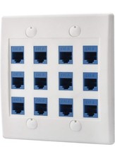 Cat6 LULOSK  Keystone Ethernet Wall Plate Female to Female White 12 Port NEW picture