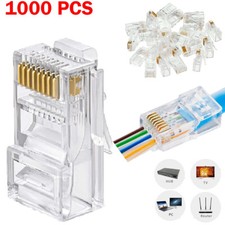 1000 Pcs CAT6 RJ45 Pass Through Network Cable Modular Plug Connector Open End picture