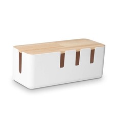 Cable Management Box - Wood Lid Organizer for Desk, TV, Computer, Cords & Power picture
