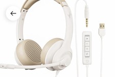 JIAMQISHI EAGLEND USB & 3.5mm Headset Boom Mic Volume Control Beige White picture