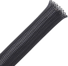 50ft - 1/4 inch & 1/2 inch PET Expandable Braided Sleeving – Black – Braided picture