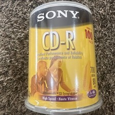 100-Pk Blank SONY CD-R Storage Media Discs. 700MB/Mo, 80min. FACTORY SEALED picture