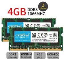 8GB 2x 4GB / 2GB DDR3 1066MHz PC3-8500S 1.5V SO-DIMM Laptop RAM For Crucial Lot picture