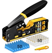 Cat7 RJ45 Crimping Tool Kit Ethernet Crimper with 50Pcs Cat6 Connectors & Boots picture
