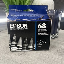 Genuine Epson 68 Black High Capacity 2 Ink Cartridges~New & Sealed Exp 12/20 picture