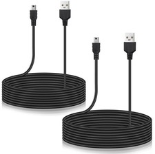 15 ft Long Mini USB Cable for PS3 Controller, Mini-B Charger Cord 2-Pack Black picture
