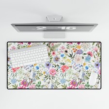 Watercolor Wildflower Pattern Desk Mat | Floral Mouse Pad picture