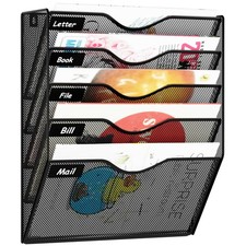 Wall File Organizer 5 Tier Non Magnetic Black Hanging Mail Holder GD-WALL-5TBK picture