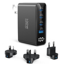 100W USB C Travel Charger, 4-Ports Foldable 100W-3Plug, Black-3Plug picture