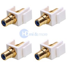 4x RCA Keystone Jack Modular RCA w/ Blue Center White picture