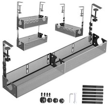 Multi-Model Under Desk Cable Management Tray 2 Packs Metal Under Desk Black picture