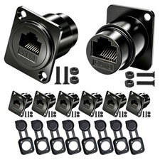 RJ45 CAT6 D‑Panel Mount Ethernet Coupler Female to Female 8Pack picture
