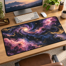 Galaxy Desk Mat, Purple Space Mouse Pad, Celestial Nebula Gaming Desk Pad picture