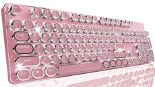 EWEADN TK950 Wireless Mechanical Typewriter Keyboard 104 Keys Pink RGB BT picture