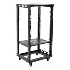 18U 4 Post Open Frame Network Server Rack Holder on Caters Adjustable 0-31.5