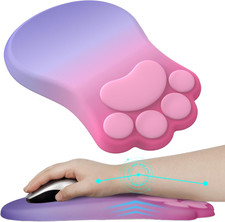 Ergonomic Mouse Pad with Wrist Rest, Pink Purple Cat Paw Support, 12x7.9 Inch picture