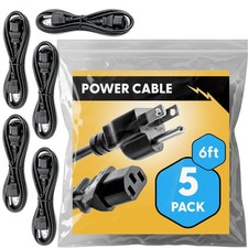UL Approved 6ft Universal Power Cord (5 Pack) - IEC C13 to NEMA 5-15P Compute... picture