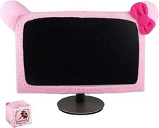 1 Pcs Cute Cat Ear Computer Monitor Cover, Kawaii Pink Dustproof Screen Protecto picture