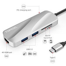 6 in 1 USB3.0 Type C Hub USB C Hub Multiport Adapter 4K HDMI Output + 2x USB 3.0 picture