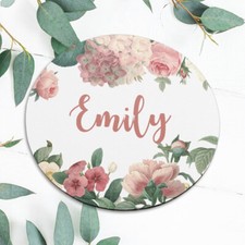 Flowers Personalized Name Vintage Mouse Pad Mat Office Desk Table Accessory Gift picture