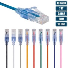 10x 7FT CAT6A RJ45 Ethernet LAN Network Patch Cable Slim Cord Router 10-COLOR picture